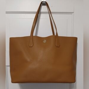 Tory Burch BRITISH TAN Tote Lrg Pebbled Leather Satchel Dust Bag *PRISTINE COND*